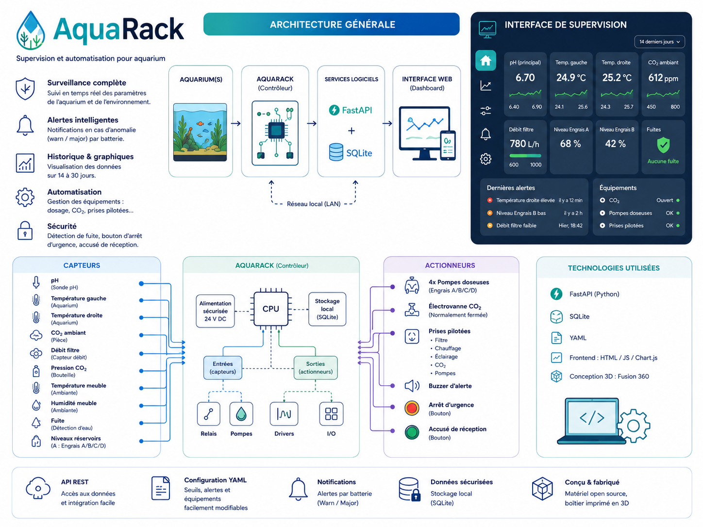 Infographie de l’architecture et des fonctionnalités AquaRack